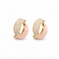Pastel enamel hoop earrings with gold-tone inner and pink-and-cream enamel