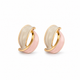 Pastel enamel hoop earrings with gold-tone inner and pink-and-cream enamel