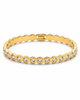 Gold scalloped tennis bracelet with round clear crystal stations and clasp